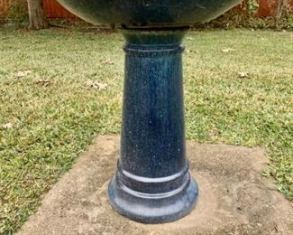 Blue Glazed Bird Bath