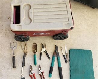 Garden Tools, Kneeling Pad, and Storage Cart