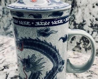 Asian Porcelain Handled Tea Infuser/Strainer