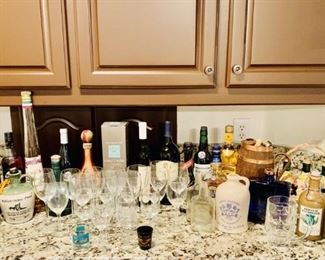 Full Bar Set: Bottles, Glasses, Stems, Shots, etc
