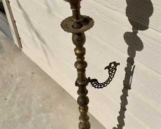 Ornate Brass Smoking Pipe, as is