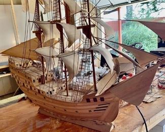 Large Balsa Wood Ship Model