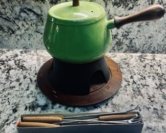 Mid Century Avocado Green Fondue Pot