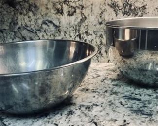 (2) Large Stainless Mixing Bowls