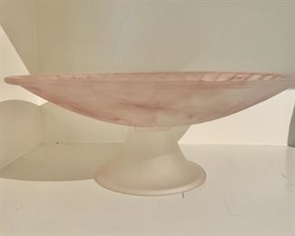 Frosted Pink Glass Footed Bowl