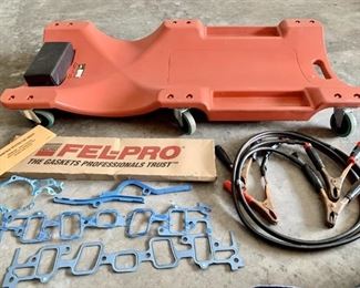 Creeper, Jumper Cables, & Intake Manifold Gasket