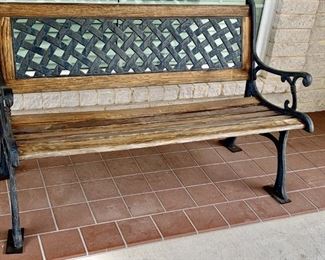 Wood and Iron Outdoor Bench