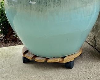 Green & Aqua Glazed Pot