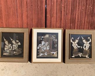 (3) Unique Thai Buddhist Pictures, Framed