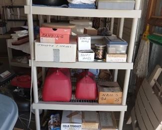 Shelving plus miscellaneous screws, clamps, etc