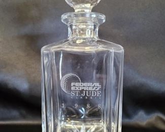 Crystal Golf Decanter Trophy & Team Picture from
1988 Federal Express / St Jude Celebrity Pro-Am Golf Tournament