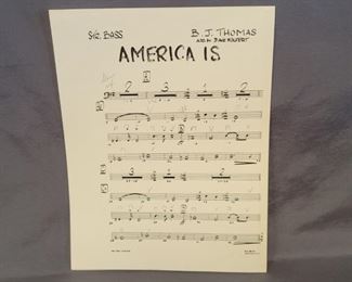 Str. Bass Sheet Music: AMERICA IS by BJ Thomas
Arrangement by Dave Wolfert