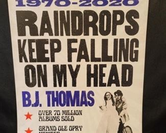 50th Anniversary RAINDROPS KEEP FALLING ON MY HEAD Poster - 1970 to 2020
Song that launched BJ's Career and his Career Stats in those 50 years
Poster measures 11 x 17