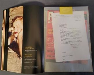 Marilyn Monroe Treasures Book by Jenna Glatzer
Very unique book with pull-out reproduction memorabilia including Birth Certificate, Marriage License, honeymoon airine tickets, personal letters, etc.