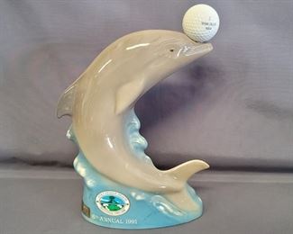 AT&T Dolphin Golf Decanter Trophy #255/800
Presented at the AT&T Pebble Beach 6th Annual National Pro-Am in 1991 with 4-Year Old Jim Beam Kentucky Straight Bourbon Whiskey