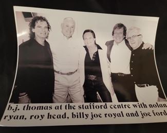 Photo of BJ Thomas, Nolan Ryan, Roy Head, Billie Joe Royal, & Joe Ford at the Stafford Centre
Photo paper, 8.5x11in