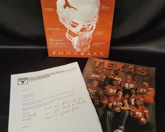 2004 Longhorns: Personal Letter from Mack Brown
Written to BJ & Gloria Thomas with a Handwritten Note and Signed by Coach, Mack Brown
PLUS 2 Longhorn Football Publications for the upcoming 2004 Season