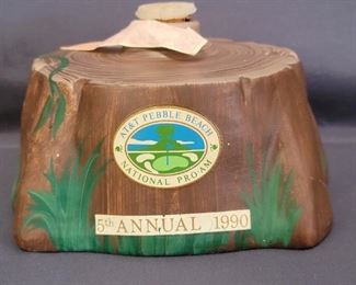 AT&T Tree Stump Golf Decanter Trophy #250/800
Presented at the AT&T Pebble Beach 5th Annual National Pro-Am in 1990 with Raccoon Amoretto Liqueur