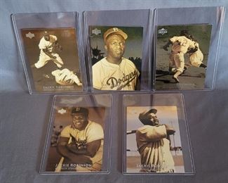 (5) Jackie Robinson Baseball Cards by Upper Deck - Seasons '51, '55, & '56 Plus 'The Beginings' & Hall of Fame Cards