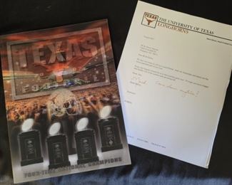 2007 Longhorns Program & Signed Letter from Coach