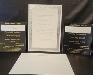 Invitation to Liza Minnelli & David Gest Wedding
From 1992 in New York, NY
Package includes 2 Admission Tickets for BJ & Gloria & Wedding Invitation