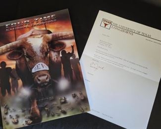 2008 Longhorns Program & Signed Letter from Coach