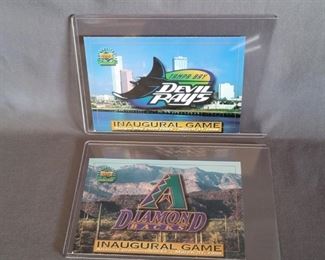(2) Upper Deck Inaugural Game Cards: Devil Rays &
Diamond Backs
Both Games were March 31, 1998
Both Games represented the teams' 1st game at their own respective ball fields