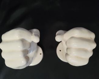 Pair White Ceramic Fist Candle Holders Wall Decor