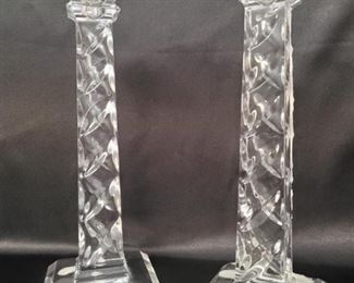 Pair of 10in Crystal Candlesticks