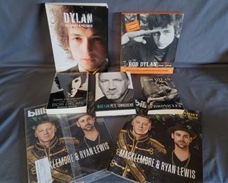 (7) Biographies: 4-Bob Dylan, 1-Pete Townshend, & 2- Macklemore & Ryan Lewis (1 still wrapped in plastic)