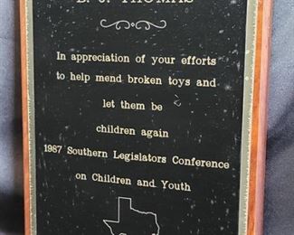 1987 Southern Legislators Appreciation Plaque