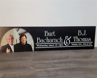 Burt Bacharach & B.J. Thomas Concert 6ft Long Sign