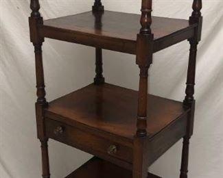 Walnut 4 Tier Sheraton Stand with Drawer