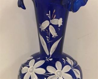 Cobalt Blue Enameled Vase