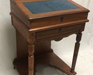 Walnut Victorian Lift Top Ladies Writing Desk, Nice Interior