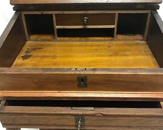 Walnut Victorian Lift Top Ladies Writing Desk, Nice Interior