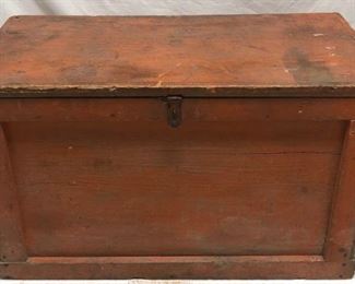 Early Wooden Toolbox in Old Salmon Paint