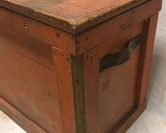 Early Wooden Toolbox in Old Salmon Paint