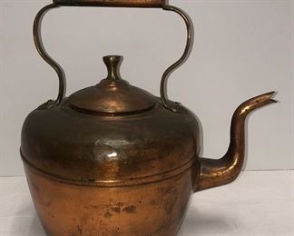 Early Copper Tea Kettle with Gooseneck Spout