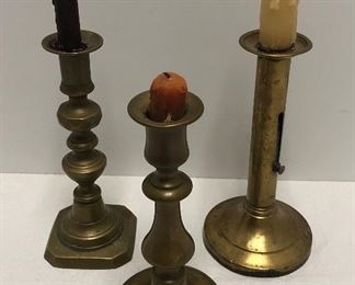 Early Brass Push Up Candle Holders