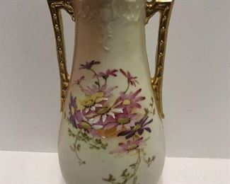 Austrian Hand Painted 2 Handled Floral Vase