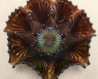 Amethyst Carnival Glass Bowl "Shell" By Imperial