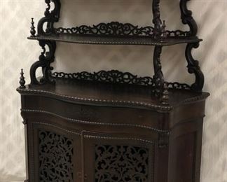 J and JW Meeks Very Fine American Rococo Carved Rosewood Etagere' (circa 1860)