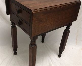 Walnut 2 Drawer Drop Leaf Side Table