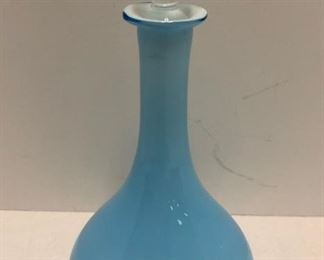 Blue Cased Glass Barber Bottle