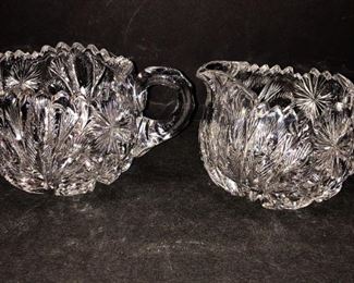 Brilliant Cut Glass Creamer & Sugar