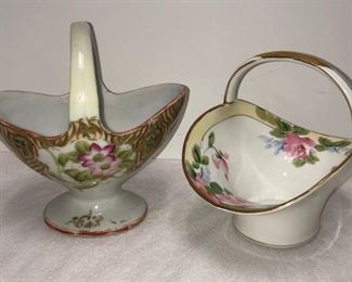 2 Hand Painted Nippon Baskets