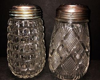 2 Early American Pattern Glass Muffineer Sugar Shakers