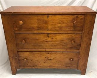 Early Pine 3 Drawer Chest, All Dovetailed