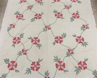 Hand Stitched Floral Applique Quilt